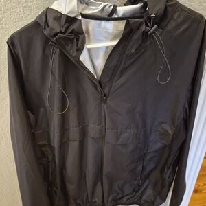 Black and White Hooded Windbreaker